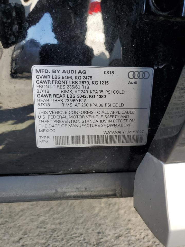 2018 Audi Q5 Premium VIN: WA1ANAFY1J2157027 Lot: 81242875