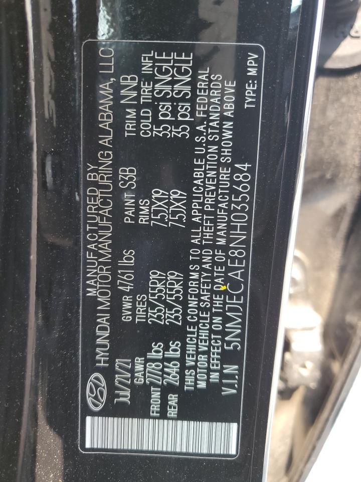 2022 Hyundai Tucson Limited VIN: 5NMJECAE8NH035684 Lot: 71252065