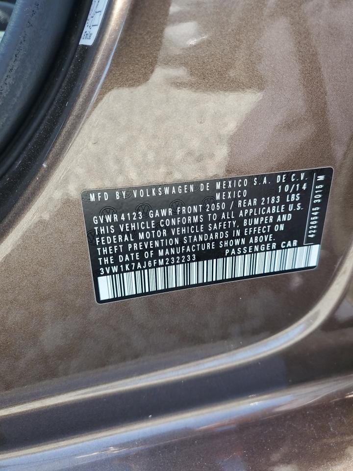 2015 Volkswagen Jetta Base VIN: 3VW1K7AJ6FM232233 Lot: 82039085