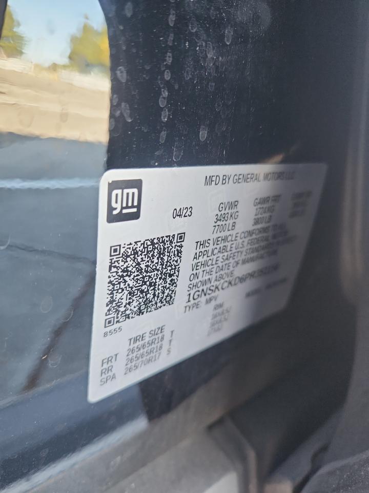 2023 Chevrolet Suburban K1500 Lt VIN: 1GNSKCKD6PR351156 Lot: 80285285