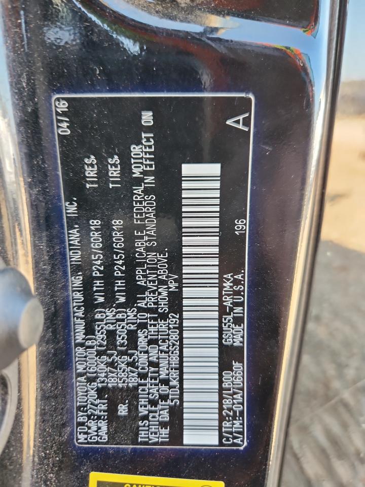 2016 Toyota Highlander Xle VIN: 5TDJKRFH8GS280192 Lot: 71908765