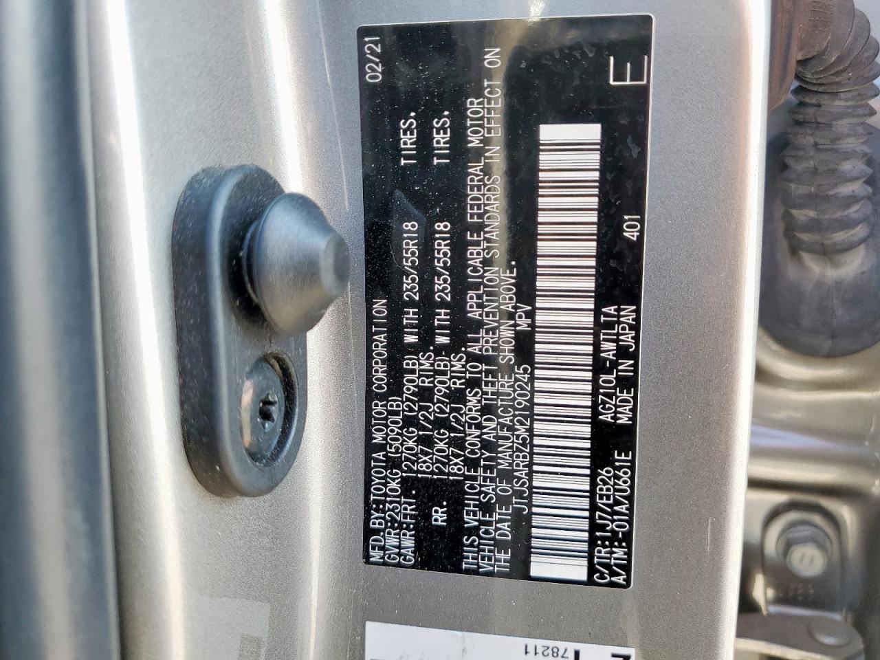 2021 Lexus Nx 300 Base VIN: JTJSARBZ5M2190245 Lot: 80807405