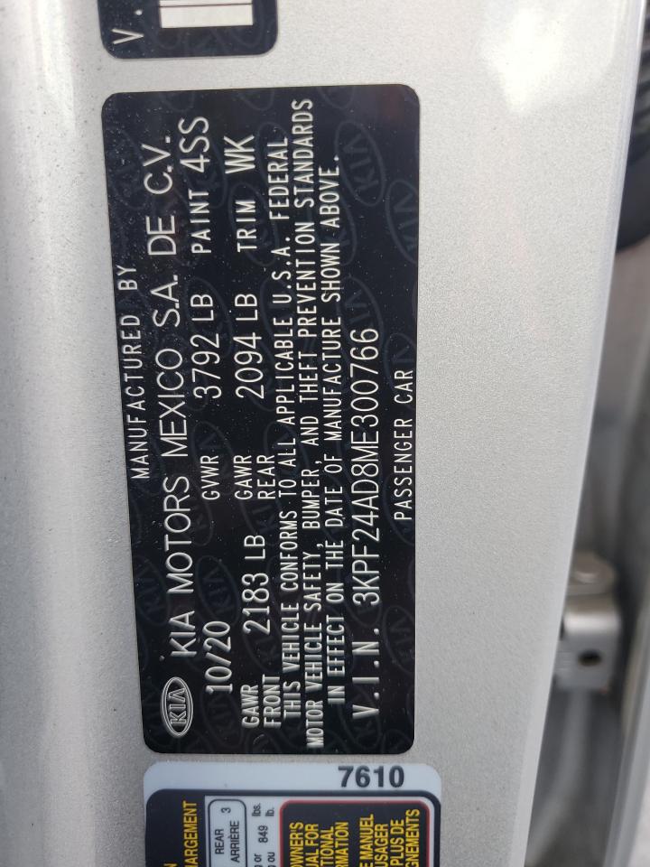 2021 Kia Forte Fe VIN: 3KPF24AD8ME300766 Lot: 71276425