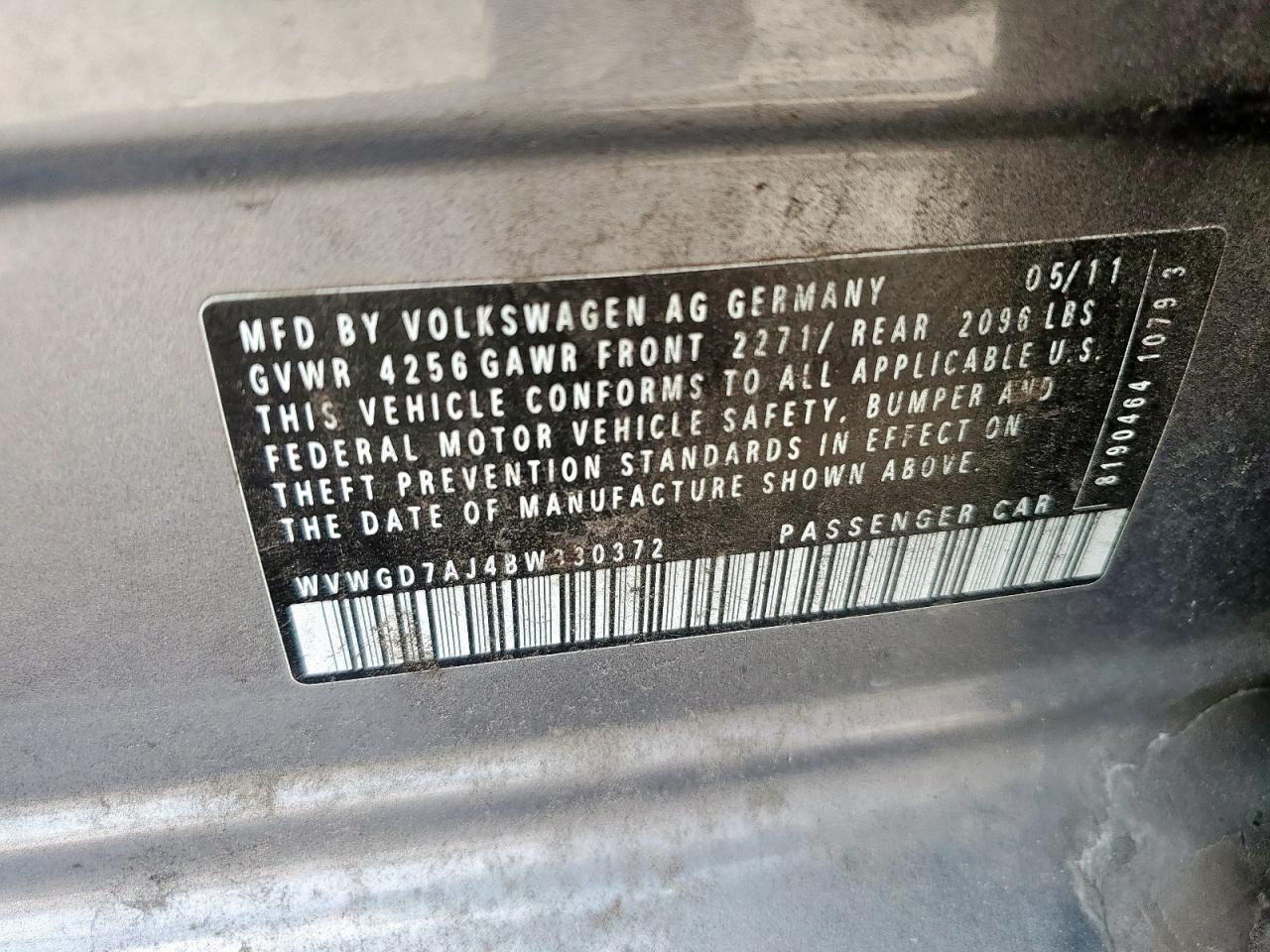 2011 Volkswagen Gti VIN: WVWGD7AJ4BW330372 Lot: 82062195