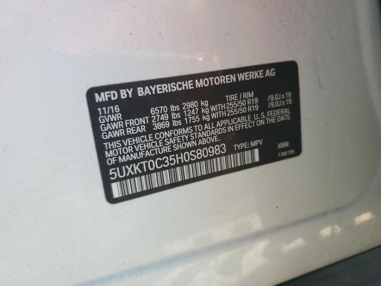 2017 BMW X5 Xdr40E VIN: 5UXKT0C35H0S80983 Lot: 80445935