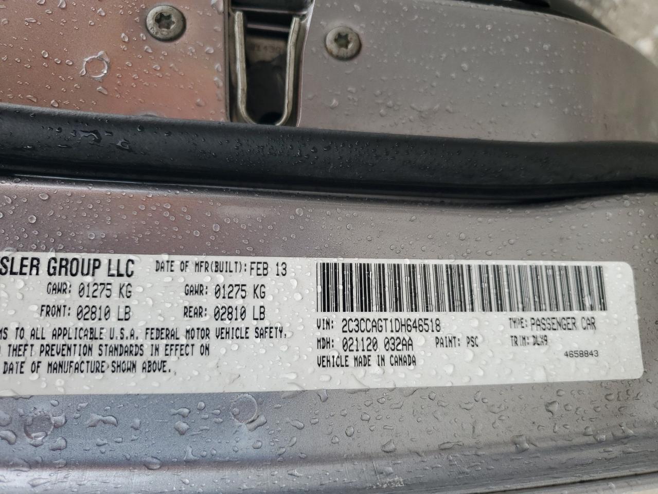 2013 Chrysler 300 S VIN: 2C3CCAGT1DH646518 Lot: 81284745