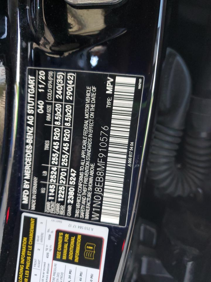 2021 Mercedes-Benz Glc Coupe 300 4Matic VIN: W1N0J8EB8MF910576 Lot: 81848385