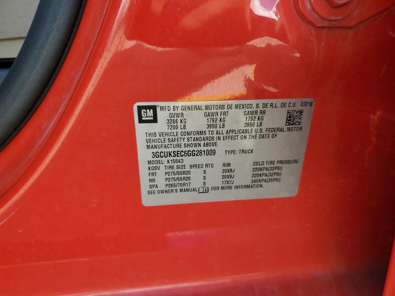 2016 Chevrolet Silverado K1500 Ltz VIN: 3GCUKSEC6GG281009 Lot: 84231555