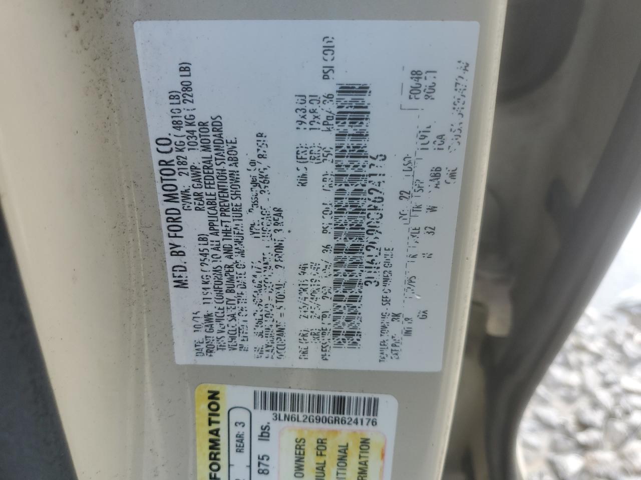 2016 Lincoln Mkz VIN: 3LN6L2G90GR624176 Lot: 71239555