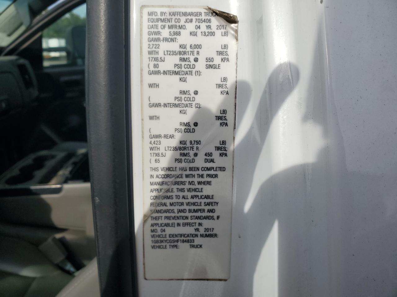 2017 Chevrolet Silverado K3500 VIN: 1GB3KYCG5HF184833 Lot: 80399845