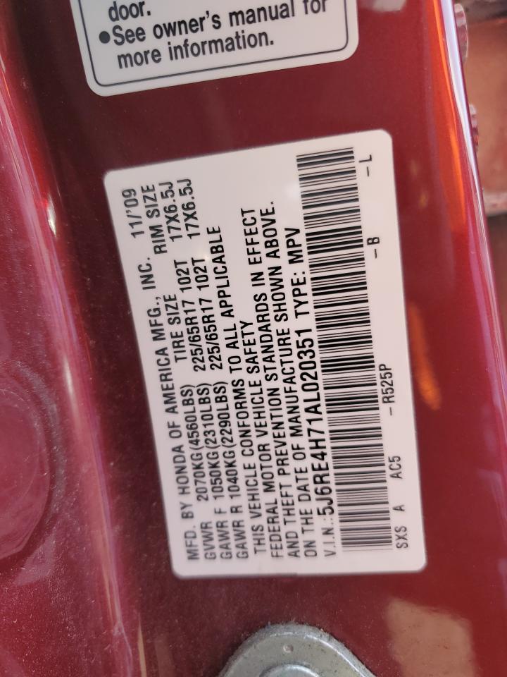 2010 Honda Cr-V Exl VIN: 5J6RE4H71AL020351 Lot: 81465385