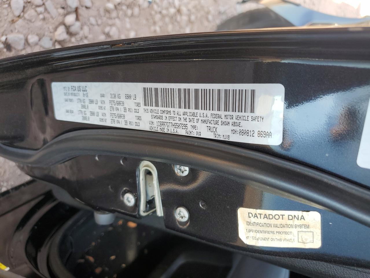 2017 Ram 1500 Slt VIN: 1C6RR7GT7HS507295 Lot: 84218455