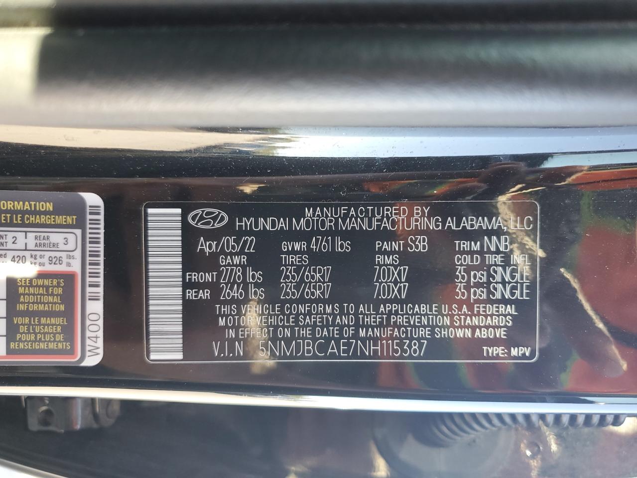 2022 Hyundai Tucson Sel VIN: 5NMJBCAE7NH115387 Lot: 71411315