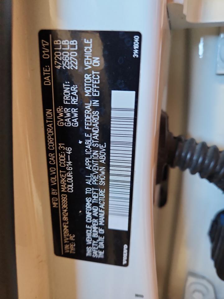 2017 Volvo S60 VIN: YV126MFL8H2436993 Lot: 80496315