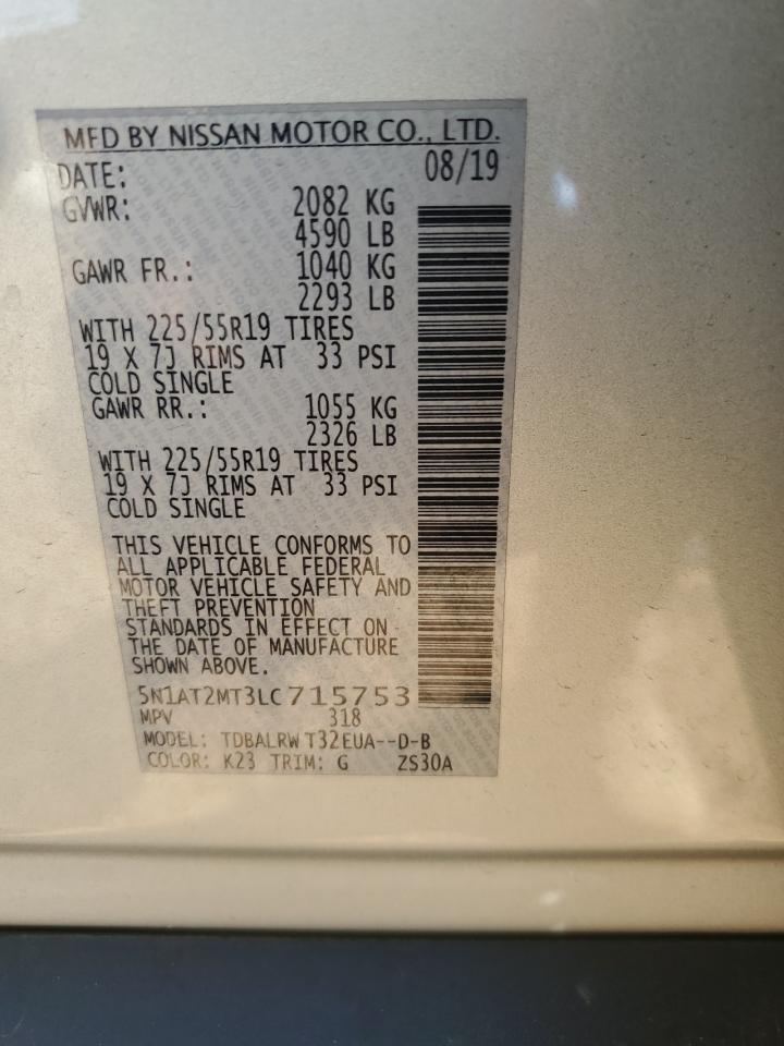 2020 Nissan Rogue S VIN: 5N1AT2MT3LC715753 Lot: 81850955