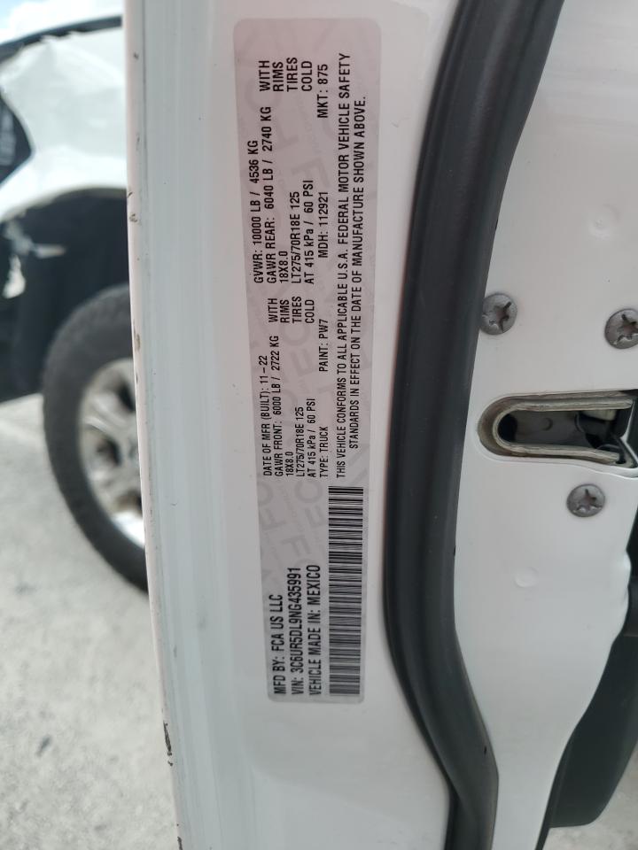 2022 Ram 2500 Big Horn/Lone Star VIN: 3C6UR5DL9NG435991 Lot: 71680535