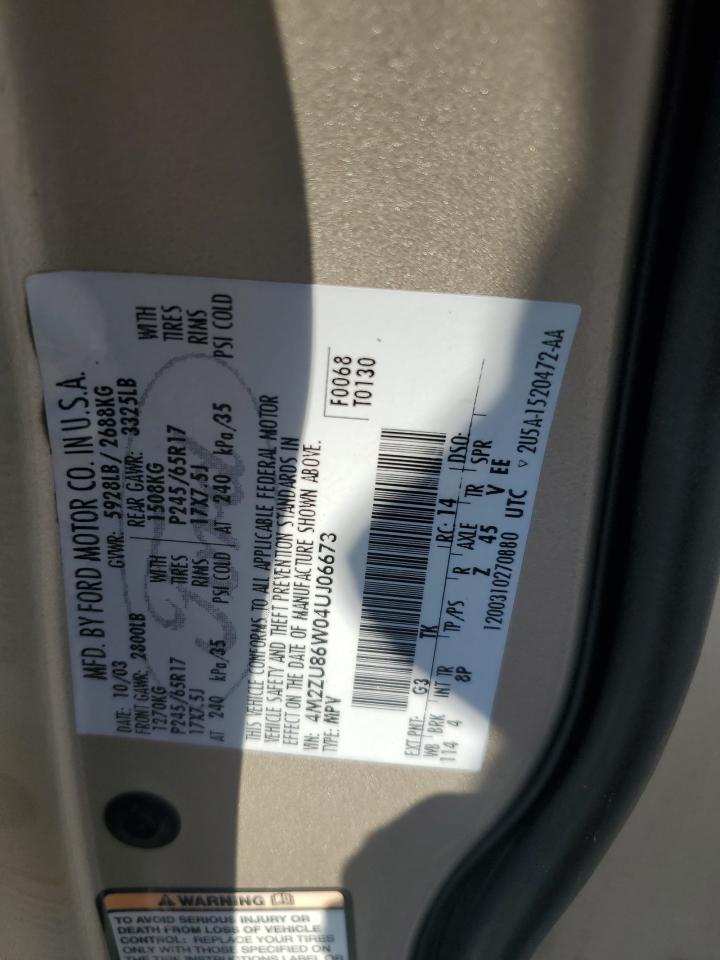 2004 Mercury Mountaineer VIN: 4M2ZU86W04UJ06673 Lot: 81380835