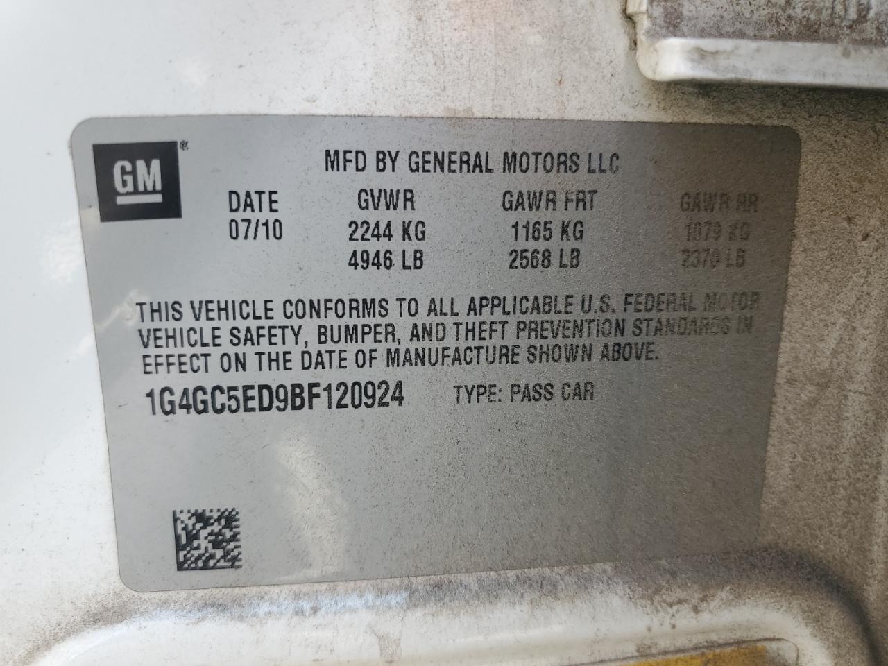 2011 Buick Lacrosse Cxl VIN: 1G4GC5ED9BF120924 Lot: 81203755