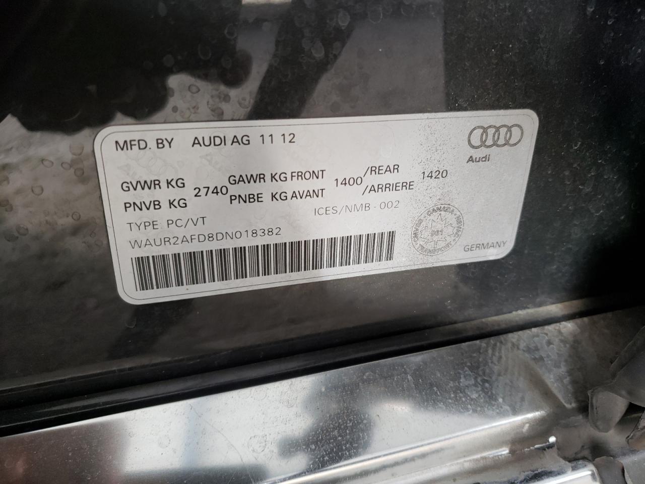 2013 Audi A8 L Quattro VIN: WAUR2AFD8DN018382 Lot: 81506285