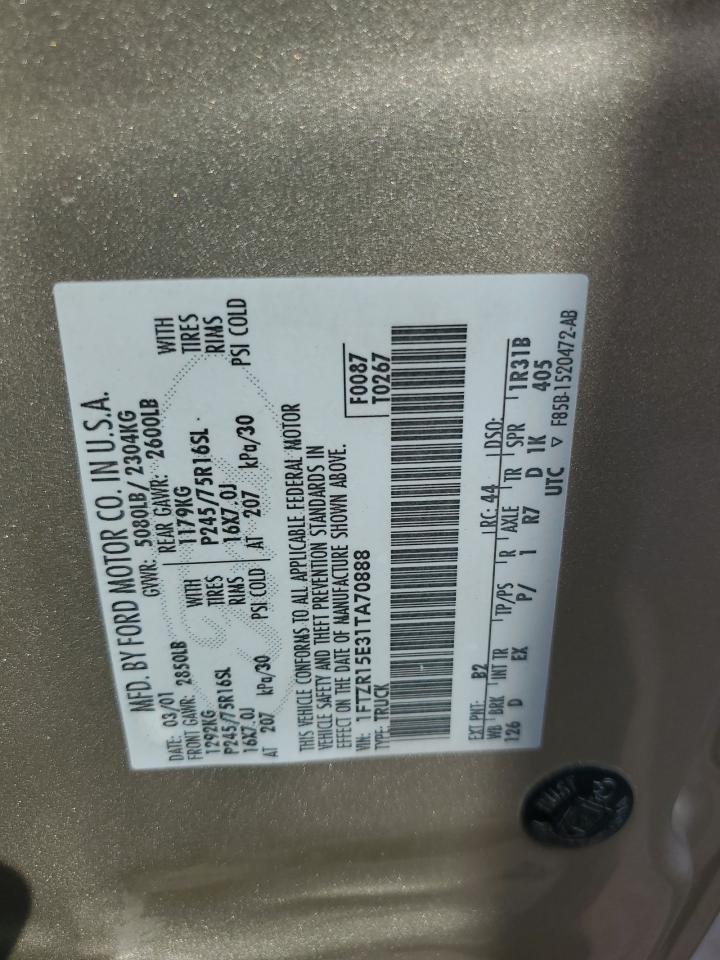 2001 Ford Ranger Super Cab VIN: 1FTZR15E31TA70888 Lot: 80646295