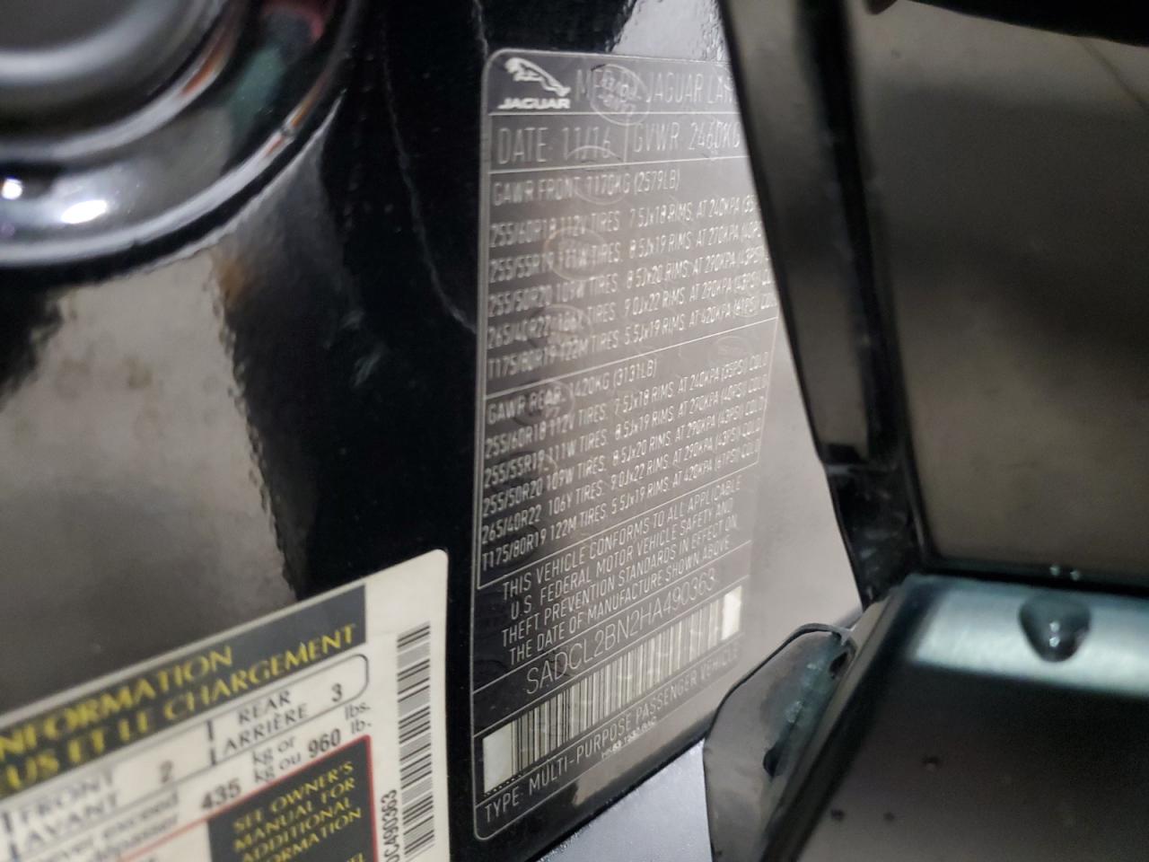 2017 Jaguar F-Pace R - Sport VIN: SADCL2BN2HA490363 Lot: 83846185