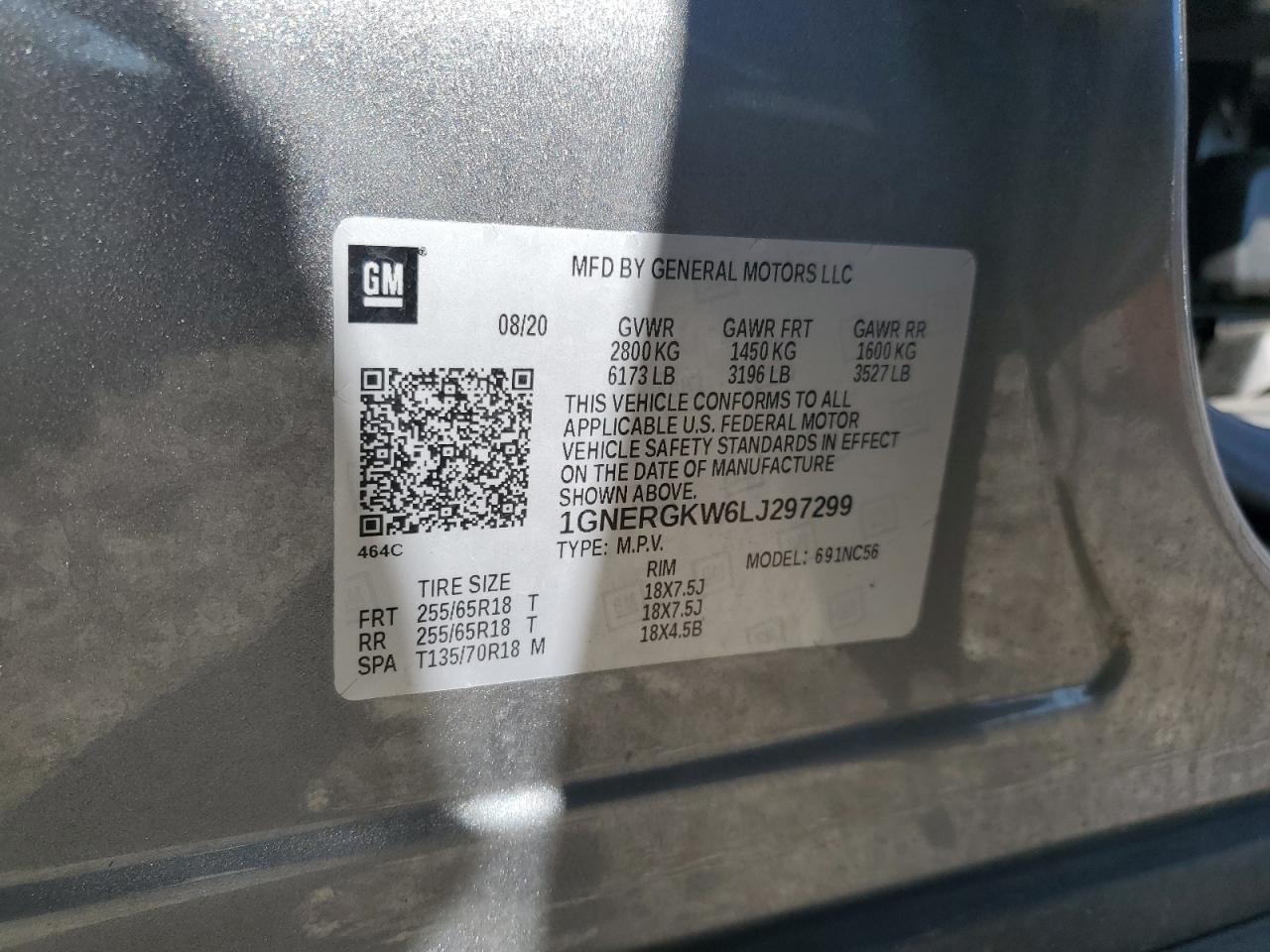 2020 Chevrolet Traverse Lt VIN: 1GNERGKW6LJ297299 Lot: 81789495