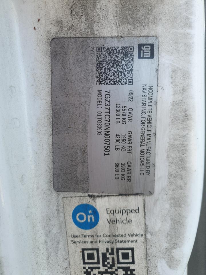 2022 GMC Savana Cut - Trucks Expeditor Truck VIN: 7GZ37TC70NN007501 Lot: 69456245