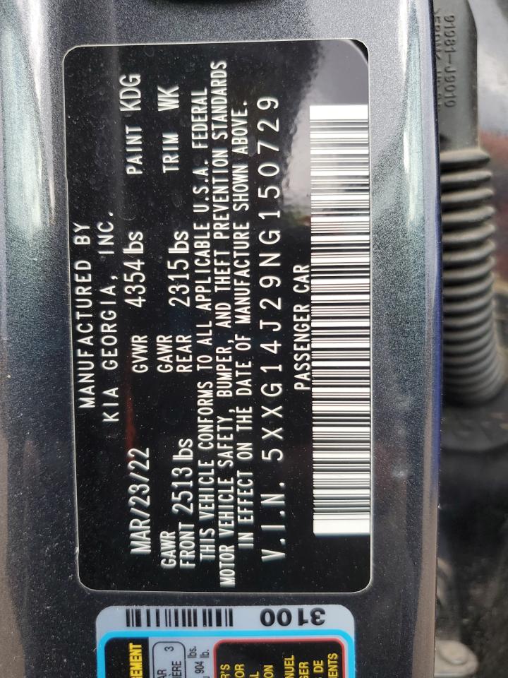 2022 Kia K5 Lxs VIN: 5XXG14J29NG150729 Lot: 71712425