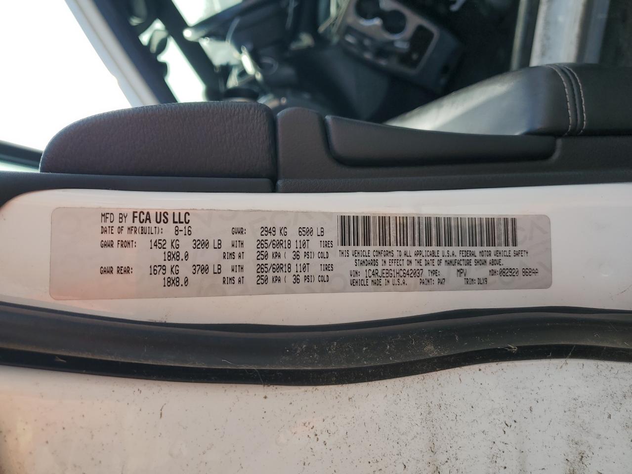 2017 Jeep Grand Cherokee Limited VIN: 1C4RJEBG1HC642037 Lot: 71450375