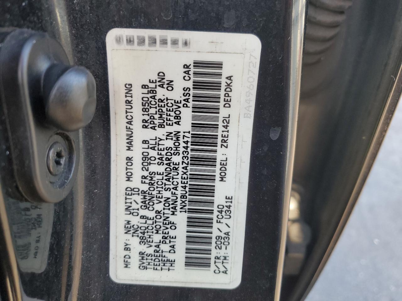 2010 Toyota Corolla Base VIN: 1NXBU4EEXAZ334471 Lot: 80351515