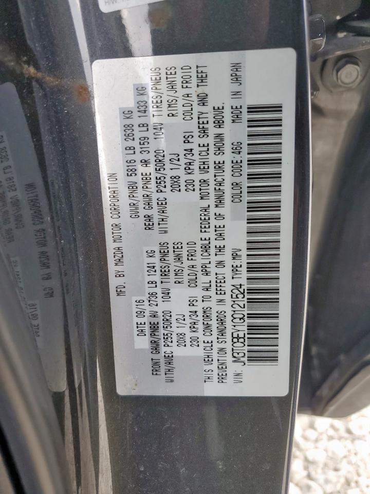 2016 Mazda Cx-9 Signature VIN: JM3TCBEY1G0121524 Lot: 80636155