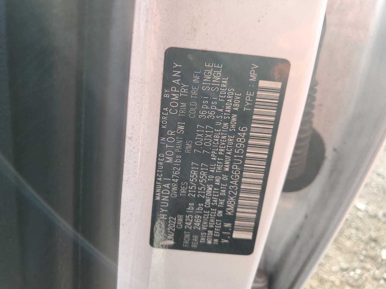 2023 Hyundai Kona Se VIN: KM8K23AG6PU159846 Lot: 82097735