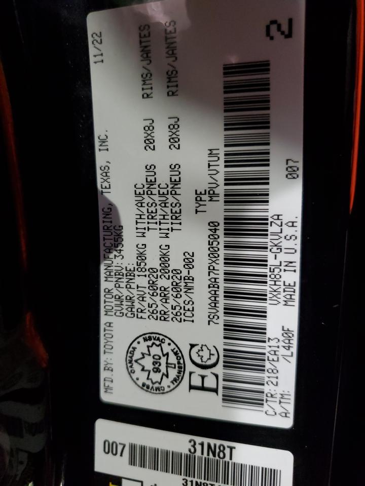 2023 Toyota Sequoia Sr5 VIN: 7SVAAABA7PX005040 Lot: 71700915