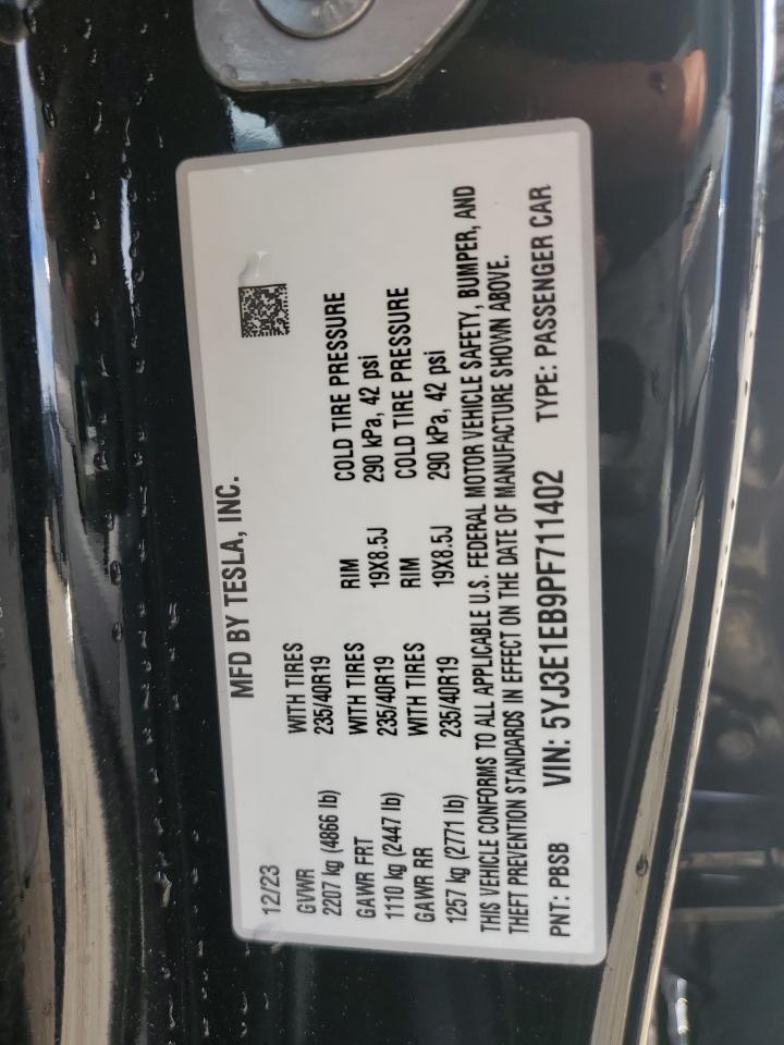 2023 Tesla Model 3 VIN: 5YJ3E1EB9PF711402 Lot: 83837985