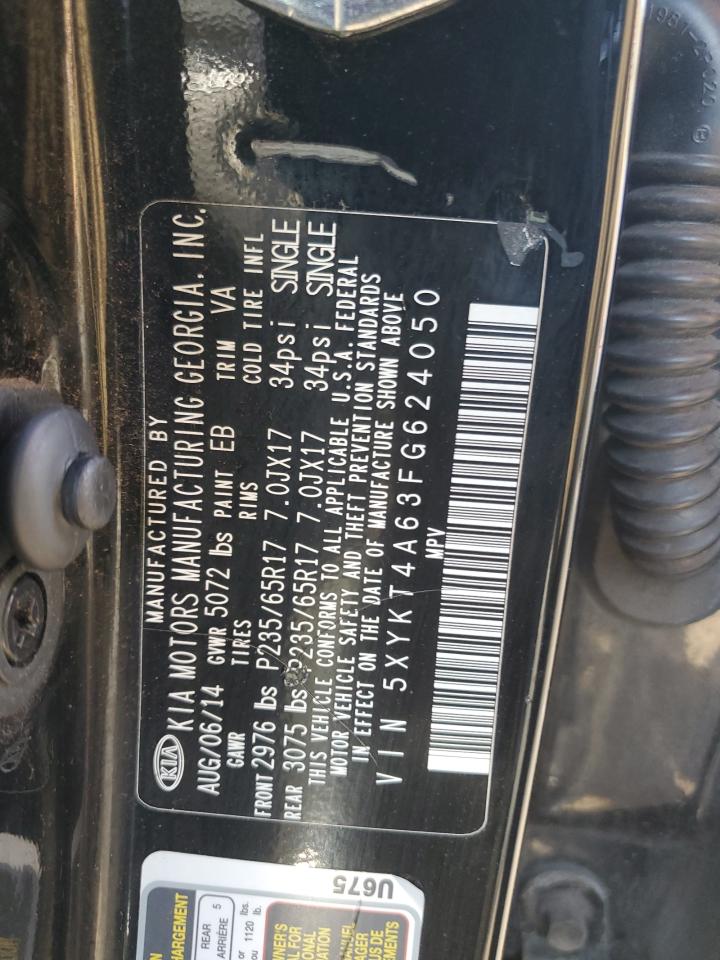 2015 Kia Sorento Lx VIN: 5XYKT4A63FG624050 Lot: 82169865