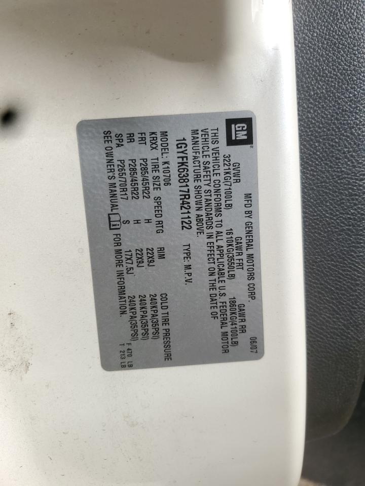 2007 Cadillac Escalade Luxury VIN: 1GYFK63817R421122 Lot: 71402885