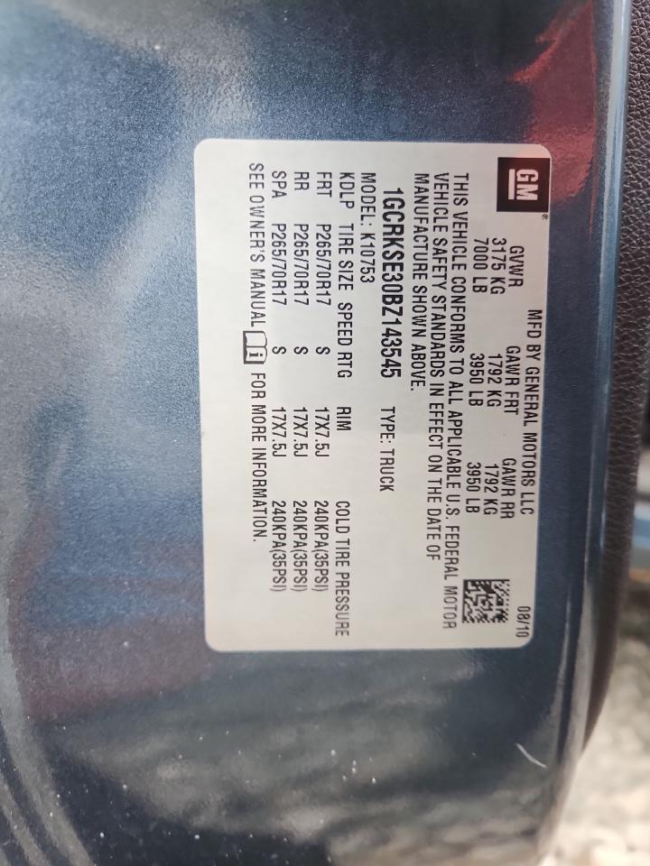 2011 Chevrolet Silverado K1500 Lt VIN: 1GCRKSE30BZ143545 Lot: 80156885