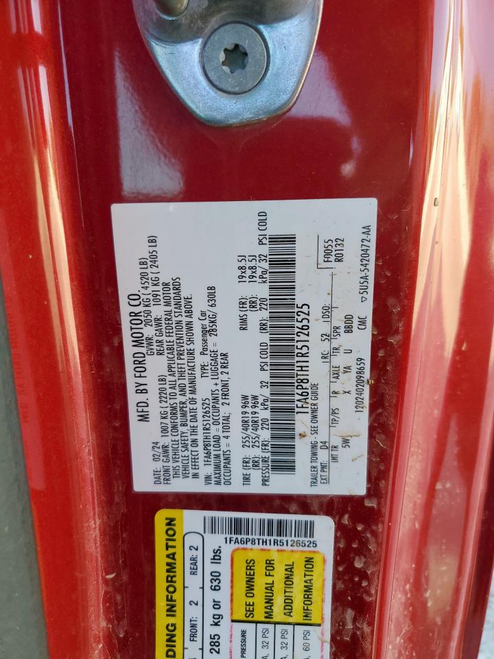 2024 Ford Mustang VIN: 1FA6P8TH1R5126525 Lot: 81888165