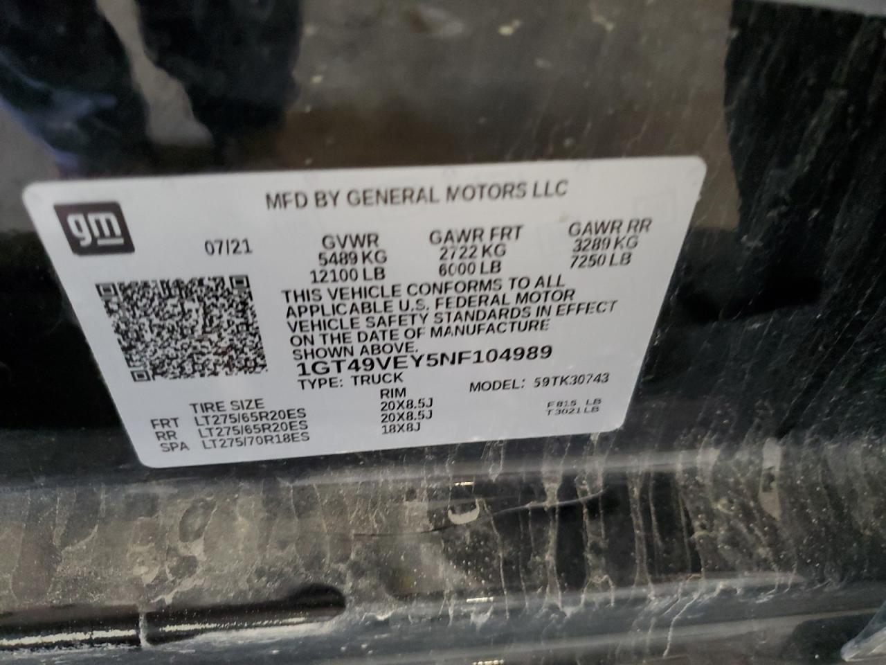 2022 GMC Sierra K3500 At4 VIN: 1GT49VEY5NF104989 Lot: 71880675