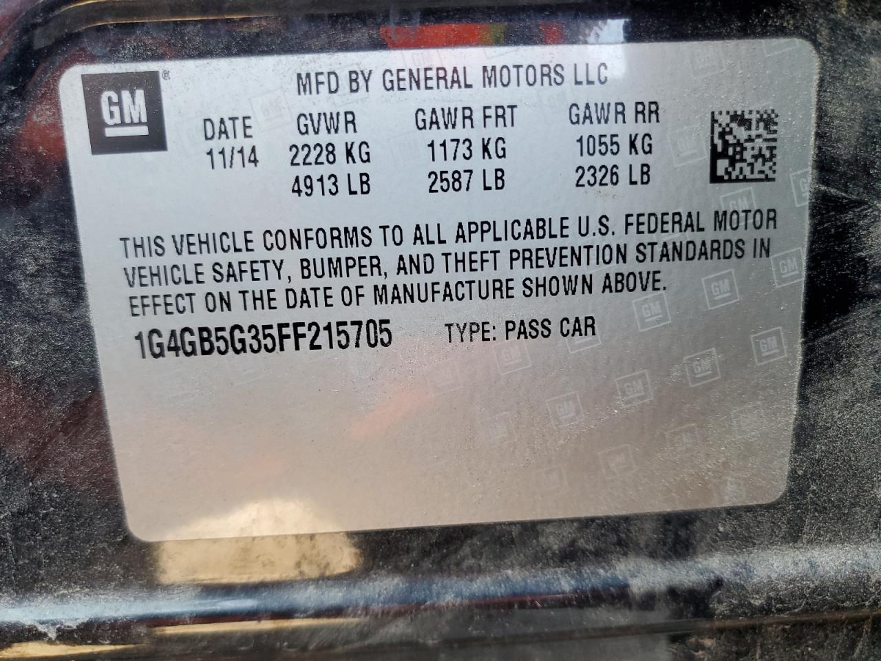 2015 Buick Lacrosse VIN: 1G4GB5G35FF215705 Lot: 81219915