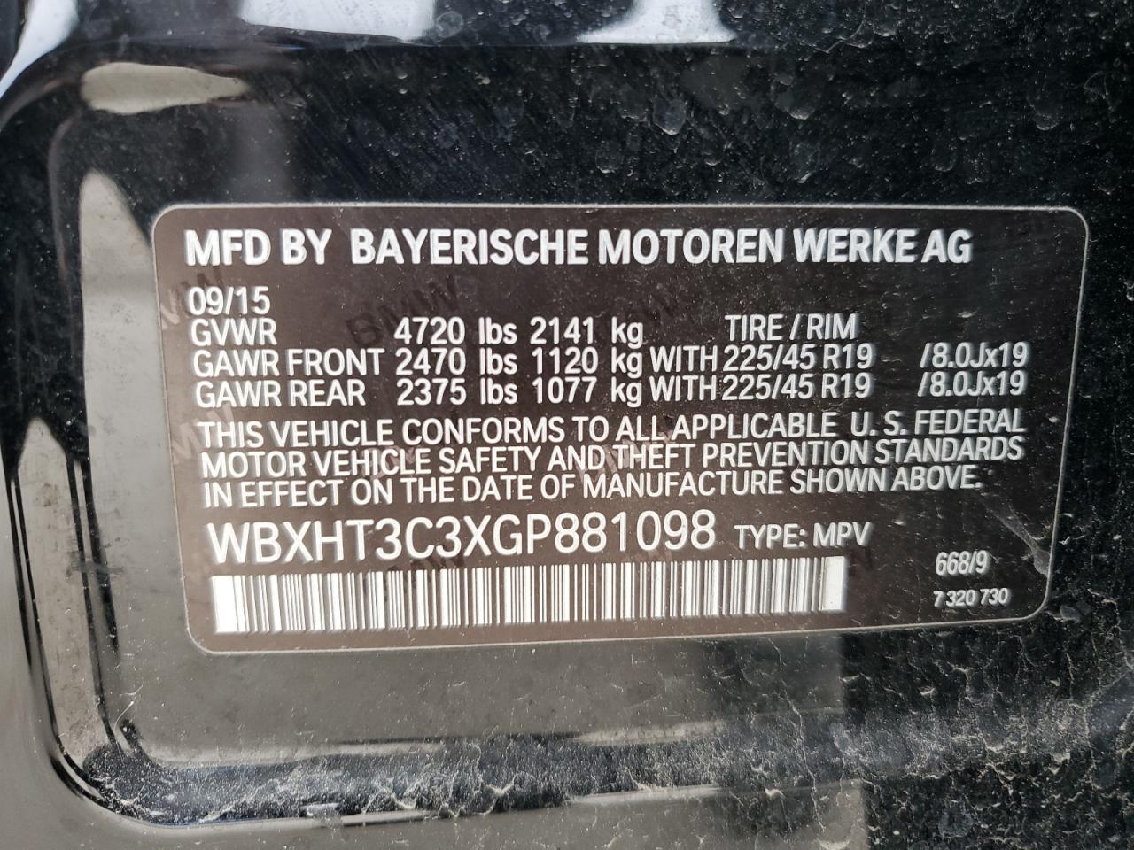 2016 BMW X1 xDrive28I VIN: WBXHT3C3XGP881098 Lot: 82102595