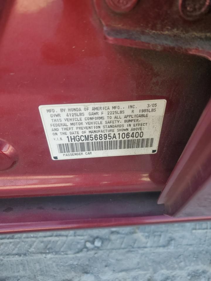 2005 Honda Accord Ex VIN: 1HGCM56895A106400 Lot: 71273395
