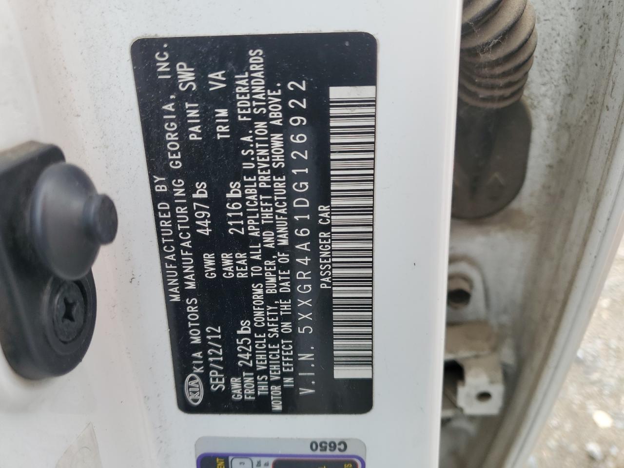 2013 Kia Optima Sx VIN: 5XXGR4A61DG126922 Lot: 81878765