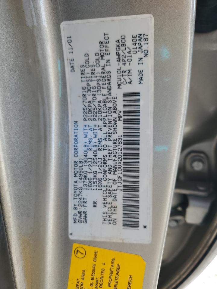 2002 Lexus Rx 300 VIN: JTJGF10UX20127831 Lot: 82098165