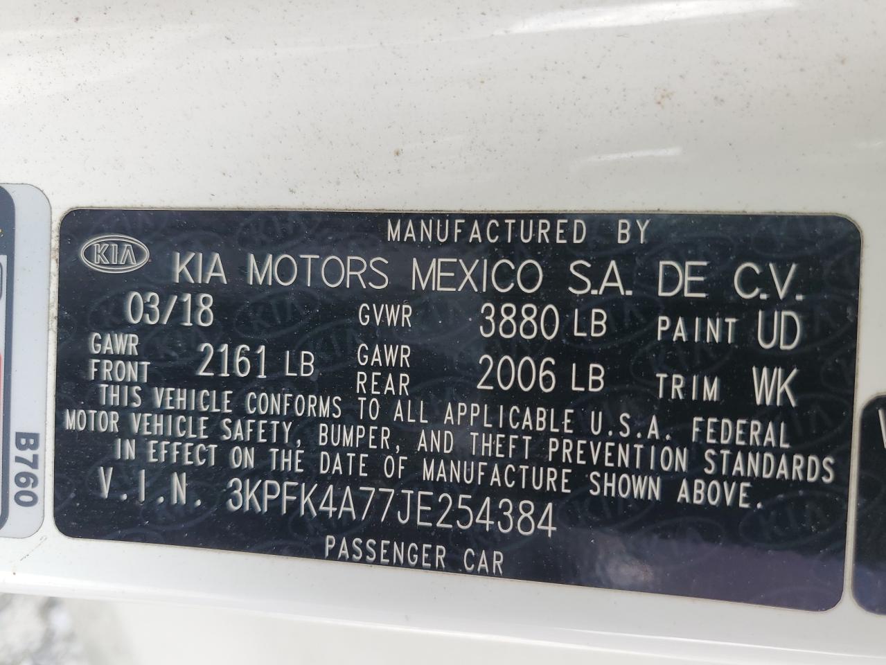 2018 Kia Forte Lx VIN: 3KPFK4A77JE254384 Lot: 81348295