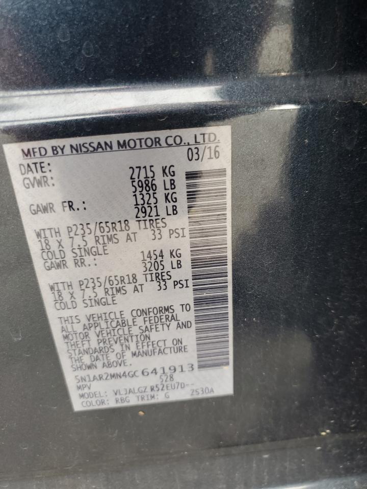 2016 Nissan Pathfinder S VIN: 5N1AR2MN4GC641913 Lot: 82155775