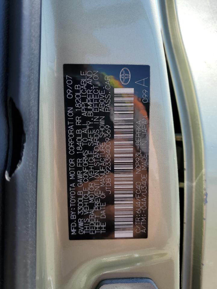 2008 Toyota Yaris VIN: JTDBT923384009369 Lot: 80657015