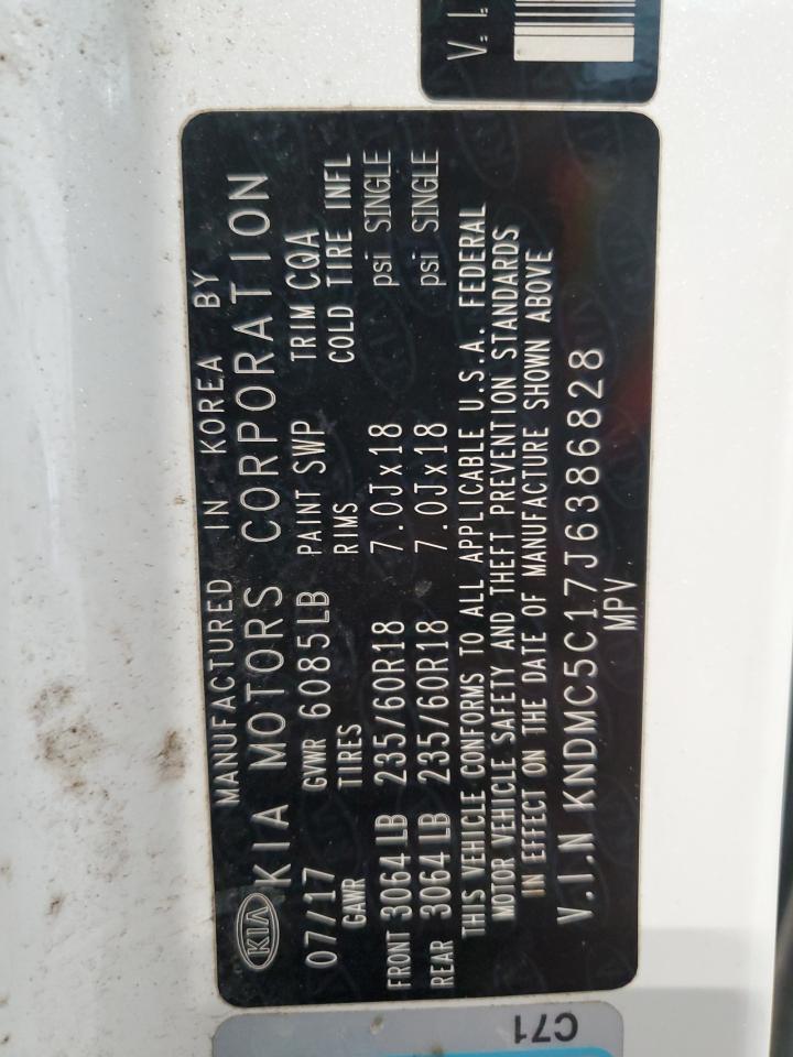 2018 Kia Sedona Ex VIN: KNDMC5C17J6386828 Lot: 71177675