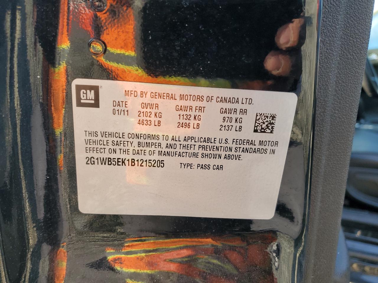 2011 Chevrolet Impala Lt VIN: 2G1WB5EK1B1215205 Lot: 80602725