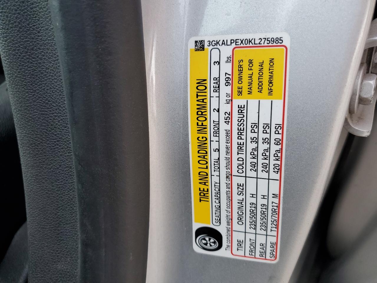 2019 GMC Terrain Slt VIN: 3GKALPEX0KL275985 Lot: 81103995